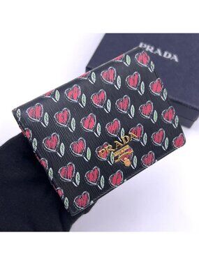 Prada Saffiano Bifold Wallet Black Compact